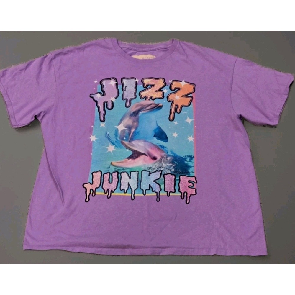 Teen Hearts Jizz Junkie Dolphin Nature Graphic Tee Pastel Y2K Vaporwave Shirt XL